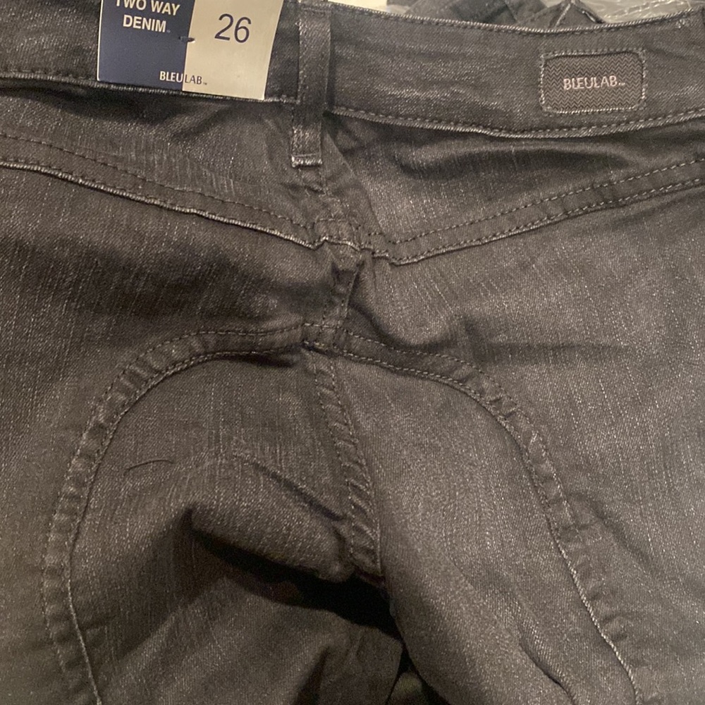 NWT BLEULAB GREAT SUPER STRETCH FIT HORSESHOE BLK JEGGING Reversible Jean